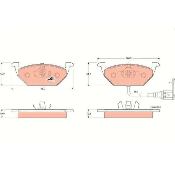 Trw Front Brake Pad GDB1386