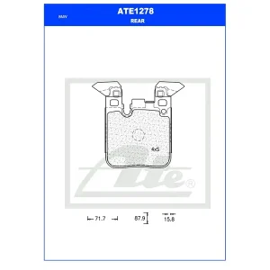 Ate Rear Brake Pad ATE1278