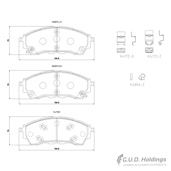 BRAKE PADS FRONT D4172 ATE1312 GDB8997